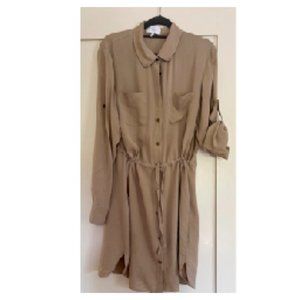 Adam Khaki Casual Drawstring Dress